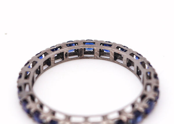 CRIERI Classic Eternity Ring Band In 18Kt Blackened Gold & 1.50 Cwt Vivid Blue Sapphires