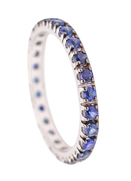 CRIERI Classic Eternity Ring Band In 18Kt White Gold & 0.76 Cwt Vivid Blue Sapphires