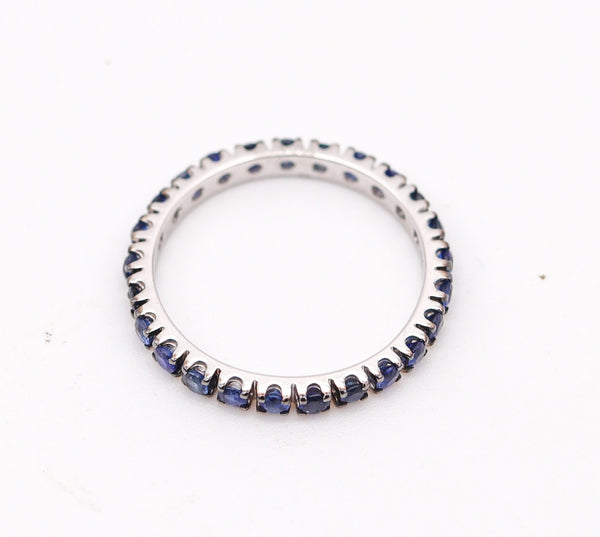 CRIERI Classic Eternity Ring Band In 18Kt White Gold & 0.76 Cwt Vivid Blue Sapphires