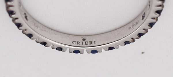 CRIERI Classic Eternity Ring Band In 18Kt White Gold & 0.76 Cwt Vivid Blue Sapphires