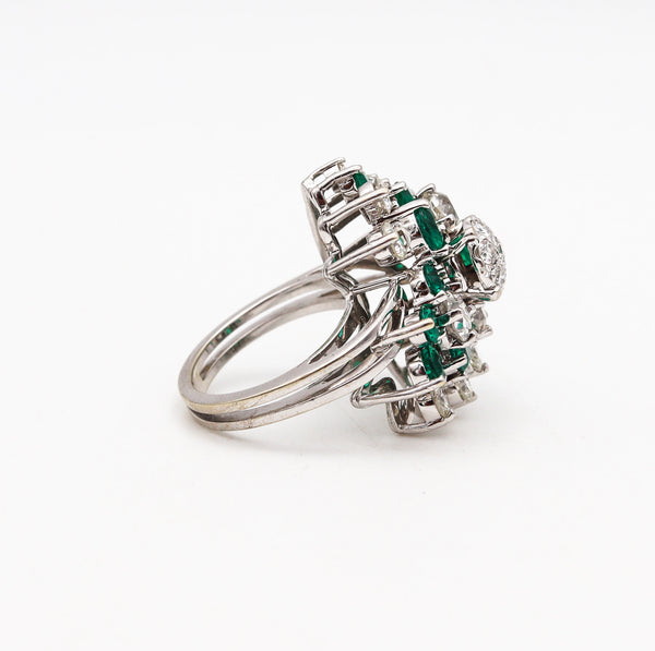 -Cluster Cocktail Ring In 18Kt Gold With 5.94 Ctw In Colombian Emeralds And Diamonds