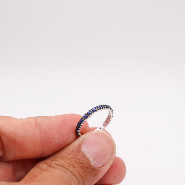 CRIERI Classic Eternity Ring Band In 18Kt White Gold & 0.76 Cwt Vivid Blue Sapphires
