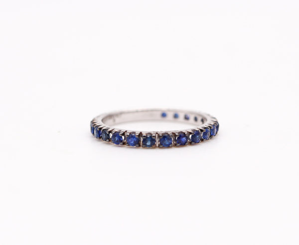 CRIERI Classic Eternity Ring Band In 18Kt White Gold & 0.76 Cwt Vivid Blue Sapphires