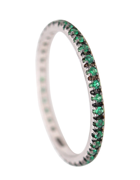 CRIERI Classic Eternity Ring Band In 18Kt White Gold & 0.76 Cwt Colombian Emeralds