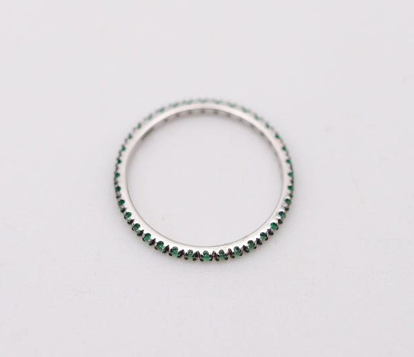 CRIERI Classic Eternity Ring Band In 18Kt White Gold & 0.76 Cwt Colombian Emeralds