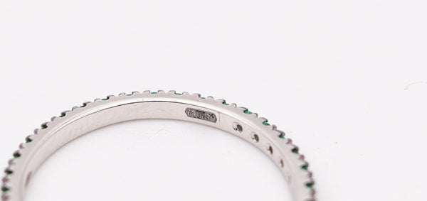 CRIERI Classic Eternity Ring Band In 18Kt White Gold & 0.76 Cwt Colombian Emeralds