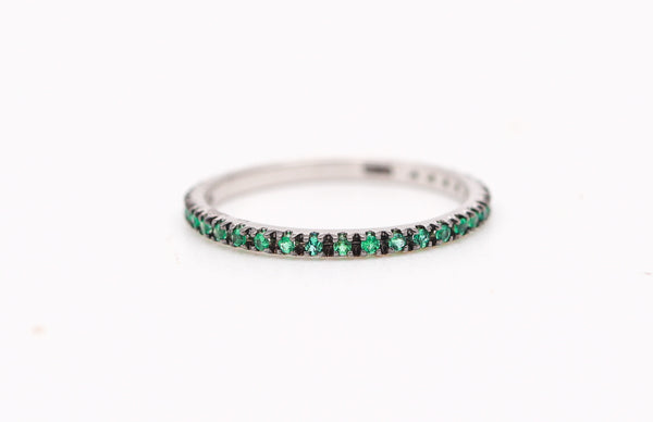 CRIERI Classic Eternity Ring Band In 18Kt White Gold & 0.76 Cwt Colombian Emeralds
