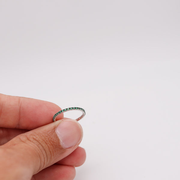 CRIERI Classic Eternity Ring Band In 18Kt White Gold & 0.76 Cwt Colombian Emeralds