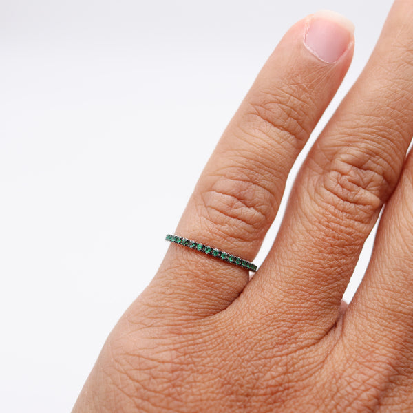CRIERI Classic Eternity Ring Band In 18Kt White Gold & 0.76 Cwt Colombian Emeralds