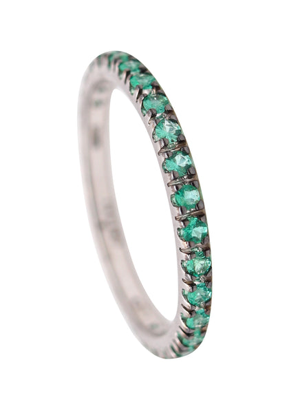 CRIERI Classic Eternity Ring Band In 18Kt White Gold & 0.88 Cwt Colombian Emeralds