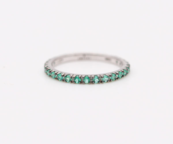 CRIERI Classic Eternity Ring Band In 18Kt White Gold & 0.88 Cwt Colombian Emeralds