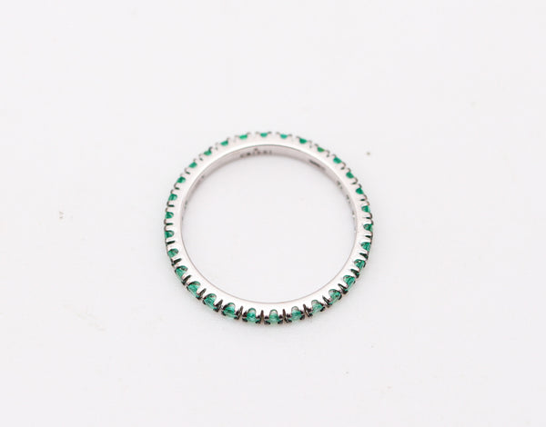 CRIERI Classic Eternity Ring Band In 18Kt White Gold & 0.88 Cwt Colombian Emeralds