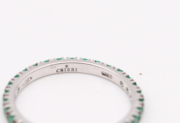 CRIERI Classic Eternity Ring Band In 18Kt White Gold & 0.88 Cwt Colombian Emeralds