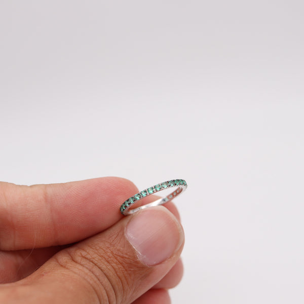 CRIERI Classic Eternity Ring Band In 18Kt White Gold & 0.88 Cwt Colombian Emeralds