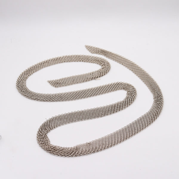 TIFFANY & CO. 1977-80 Elsa Peretti Draped Mesh Necklace in Solid .925 Sterling Silver