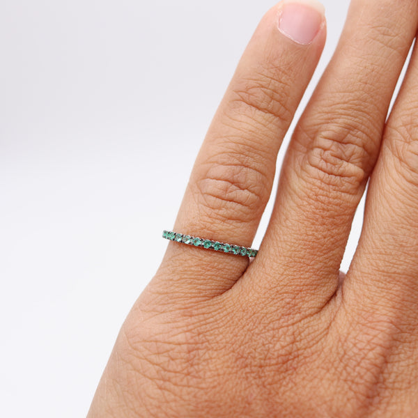 CRIERI Classic Eternity Ring Band In 18Kt White Gold & 0.88 Cwt Colombian Emeralds