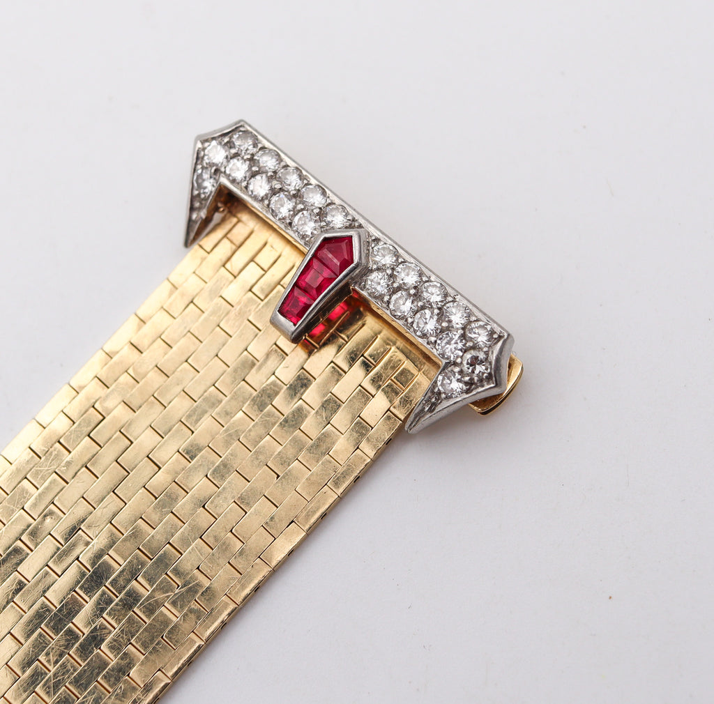 Retro Ruby and Diamond Belt Bracelet