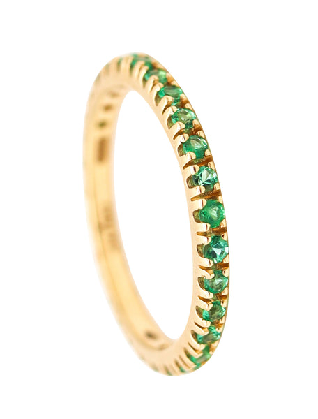 CRIERI Classic Eternity Ring Band In 18Kt Yellow Gold & 0.90 Cwt Colombian Emeralds