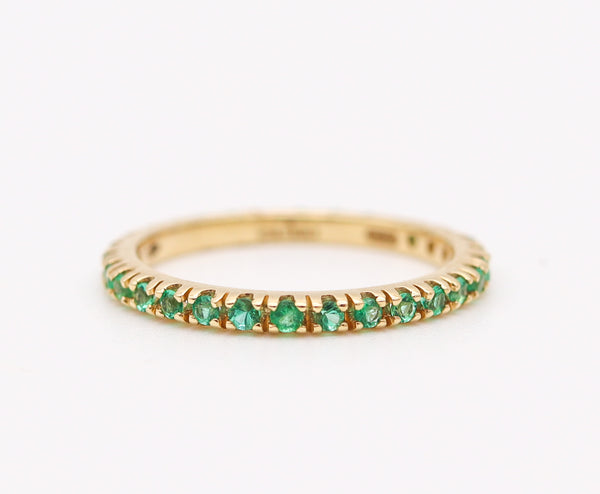 CRIERI Classic Eternity Ring Band In 18Kt Yellow Gold & 0.90 Cwt Colombian Emeralds