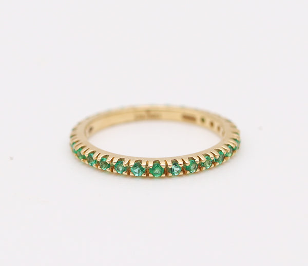 CRIERI Classic Eternity Ring Band In 18Kt Yellow Gold & 0.90 Cwt Colombian Emeralds