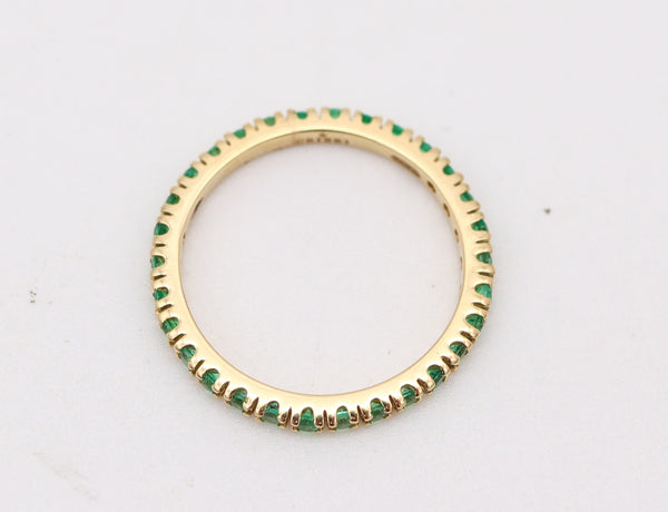 CRIERI Classic Eternity Ring Band In 18Kt Yellow Gold & 0.90 Cwt Colombian Emeralds