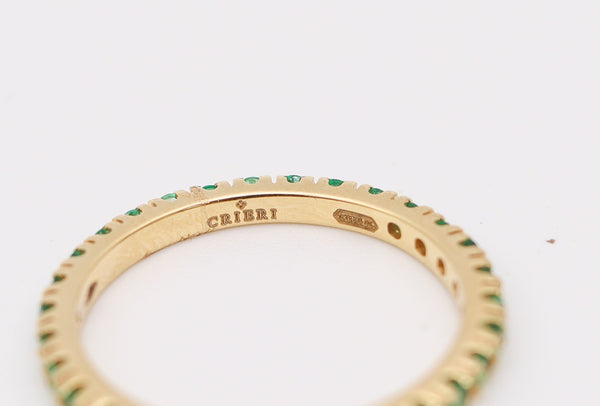 CRIERI Classic Eternity Ring Band In 18Kt Yellow Gold & 0.90 Cwt Colombian Emeralds