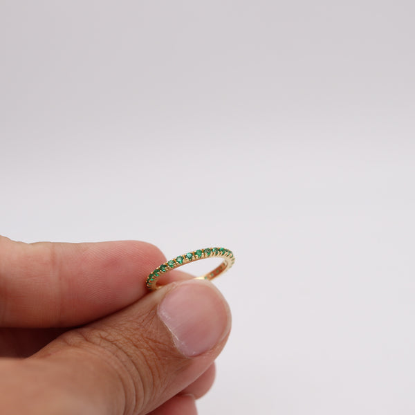 CRIERI Classic Eternity Ring Band In 18Kt Yellow Gold & 0.90 Cwt Colombian Emeralds