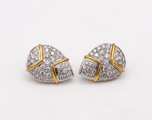 -Hammerman Brothers Modernist Cluster Earrings In 18Kt Gold With 6.18 Ctw In Diamonds