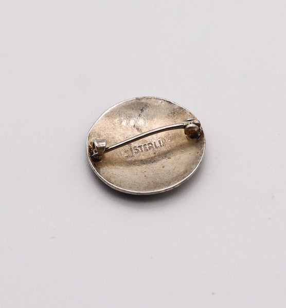 NILS ERIK ELVIK 1930 Norway Art Deco Guilloche Enamel Brooch In Sterling Silver
