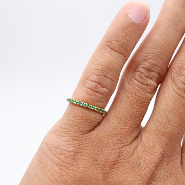 CRIERI Classic Eternity Ring Band In 18Kt Yellow Gold & 0.90 Cwt Colombian Emeralds