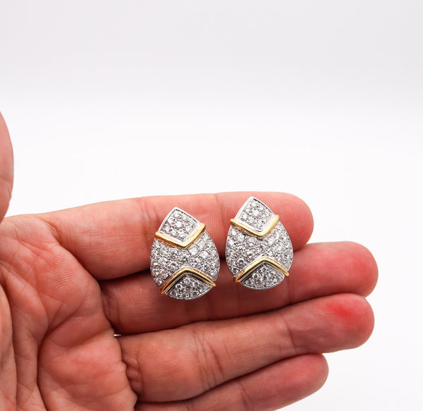 -Hammerman Brothers Modernist Cluster Earrings In 18Kt Gold With 6.18 Ctw In Diamonds