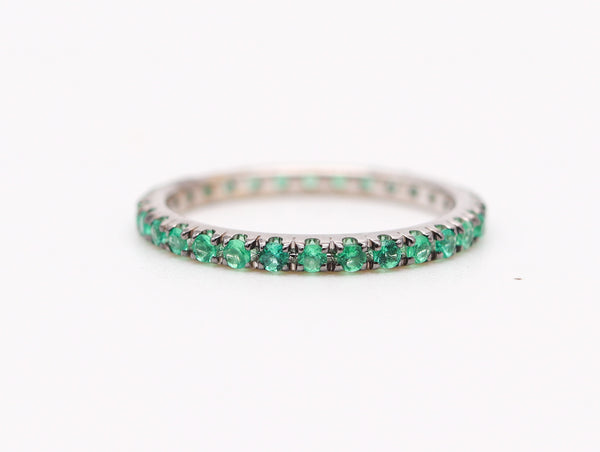 CRIERI Classic Eternity Ring Band In 18Kt White Gold & 1.12 Cwt Colombian Emeralds