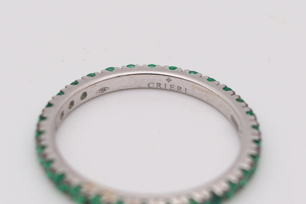CRIERI Classic Eternity Ring Band In 18Kt White Gold & 1.12 Cwt Colombian Emeralds