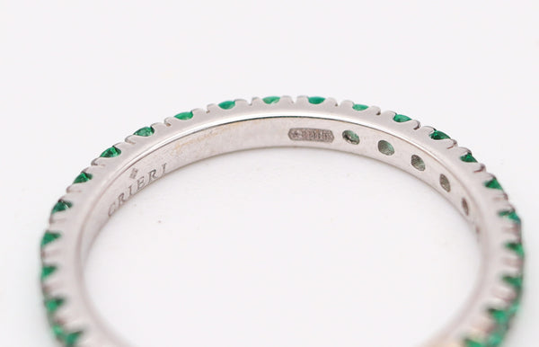 CRIERI Classic Eternity Ring Band In 18Kt White Gold & 1.12 Cwt Colombian Emeralds
