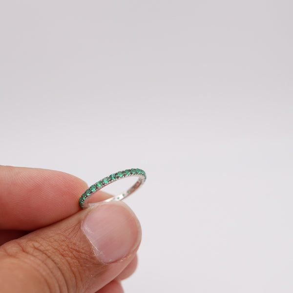 CRIERI Classic Eternity Ring Band In 18Kt White Gold & 1.12 Cwt Colombian Emeralds