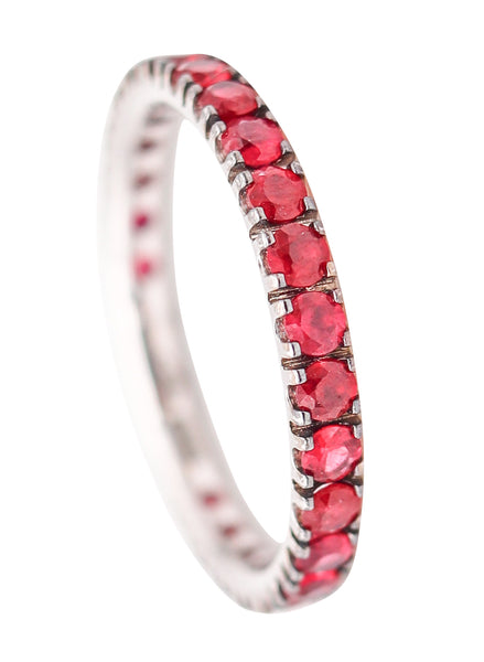 CRIERI Classic Eternity Ring Band In 18Kt White Gold With 1.30 Cwt Red Rubies