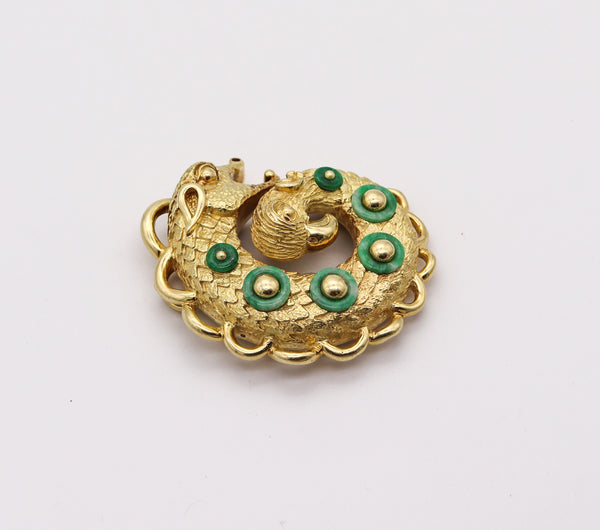 CARTIER 1970 By Bill Smith Pendant In 18Kt Yellow Gold with Green Jadeites