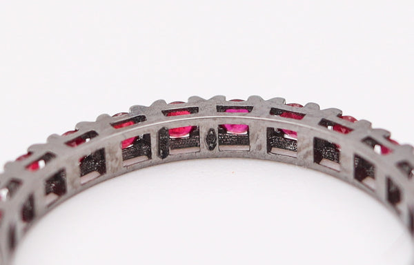 CRIERI Classic Eternity Ring Band In 18Kt Blackened Gold With 0.84 Cwt Red Rubies