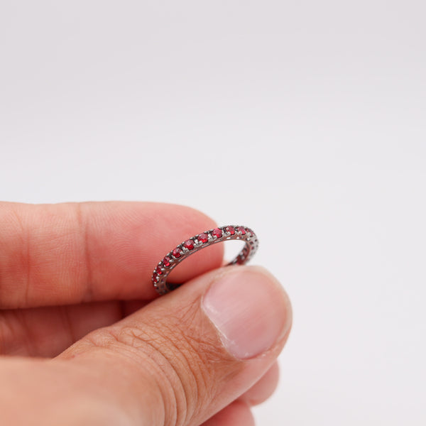 CRIERI Classic Eternity Ring Band In 18Kt Blackened Gold With 0.84 Cwt Red Rubies
