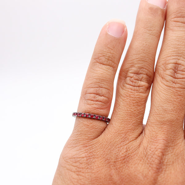 CRIERI Classic Eternity Ring Band In 18Kt Blackened Gold With 0.84 Cwt Red Rubies