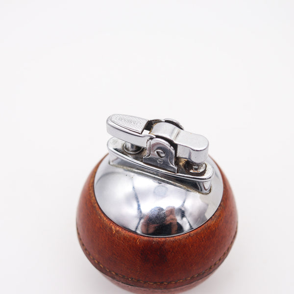 RONSON England 1929 Art Deco RonDeLight Table Lighter In Steel And Leather