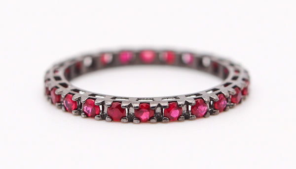 CRIERI Classic Eternity Ring Band In 18Kt Blackened Gold With 0.96 Cwt Red Rubies