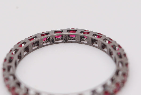 CRIERI Classic Eternity Ring Band In 18Kt Blackened Gold With 0.96 Cwt Red Rubies