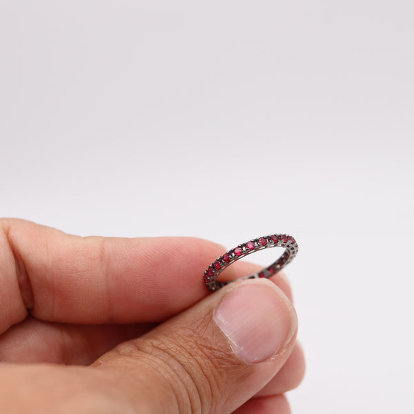 CRIERI Classic Eternity Ring Band In 18Kt Blackened Gold With 0.96 Cwt Red Rubies