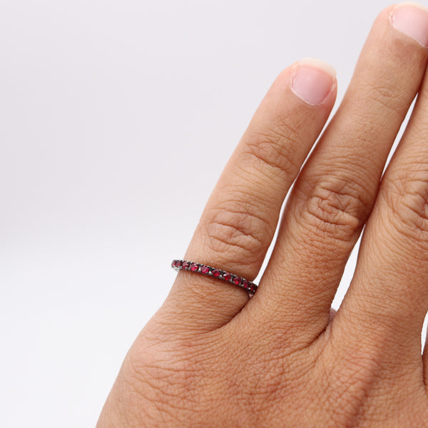 CRIERI Classic Eternity Ring Band In 18Kt Blackened Gold With 0.96 Cwt Red Rubies