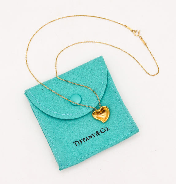 -Tiffany & Co. 1980 Elsa Peretti Heart Necklace In 24Kt And 18Kt Yellow Gold