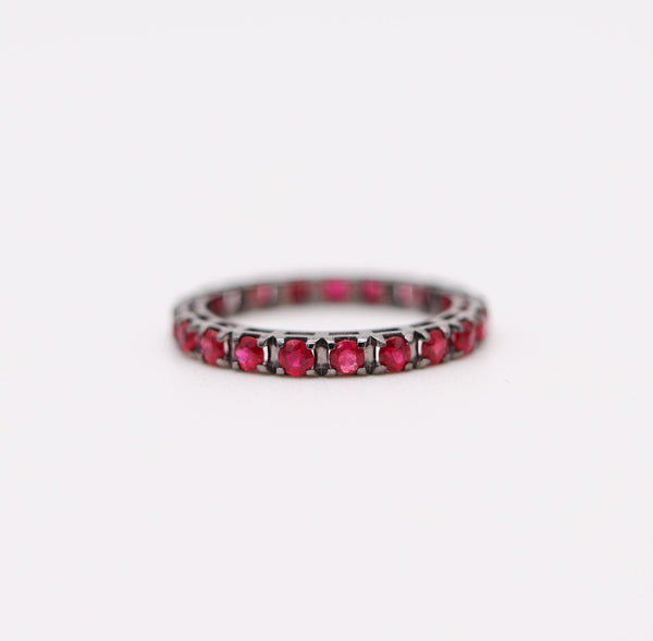 CRIERI Classic Eternity Ring Band In 18Kt Black Gold With 1.47 Cwt Red Rubies