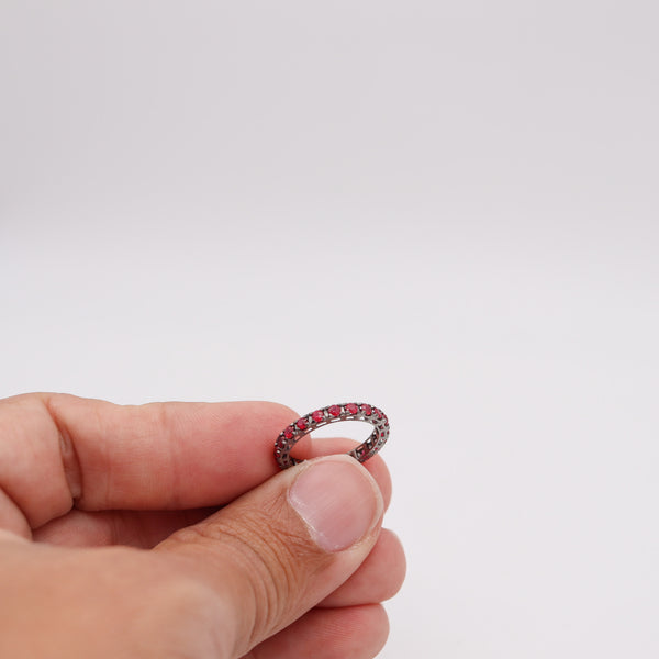 CRIERI Classic Eternity Ring Band In 18Kt Black Gold With 1.47 Cwt Red Rubies