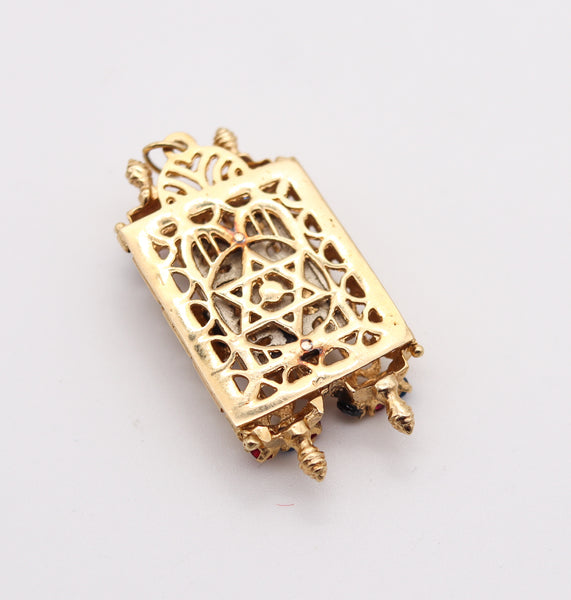 JEWISH TORAH Pendant With Menorah And Number 13 In 14Kt Yellow Gold