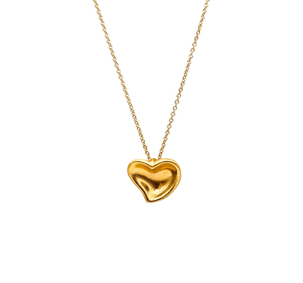 -Tiffany & Co. 1980 Elsa Peretti Heart Necklace In 24Kt And 18Kt Yellow Gold